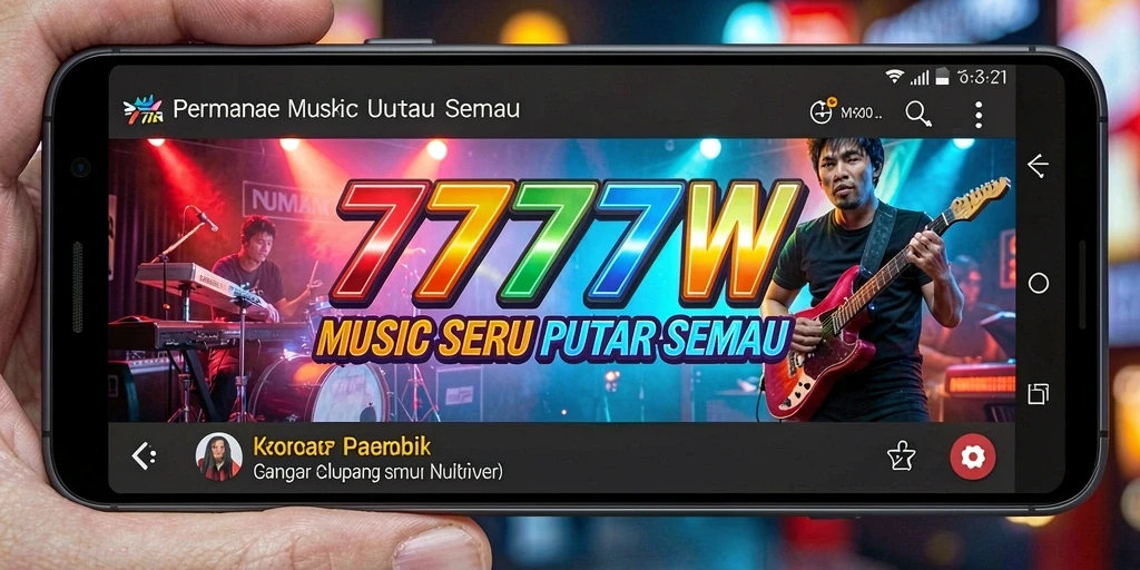 Screenshot gameplay 7777W menunjukkan pengalaman musik yang interaktif dan menyenangkan.