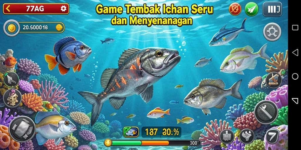 Screenshot utama gameplay Tembak Ikan 77AG yang mengasyikkan.