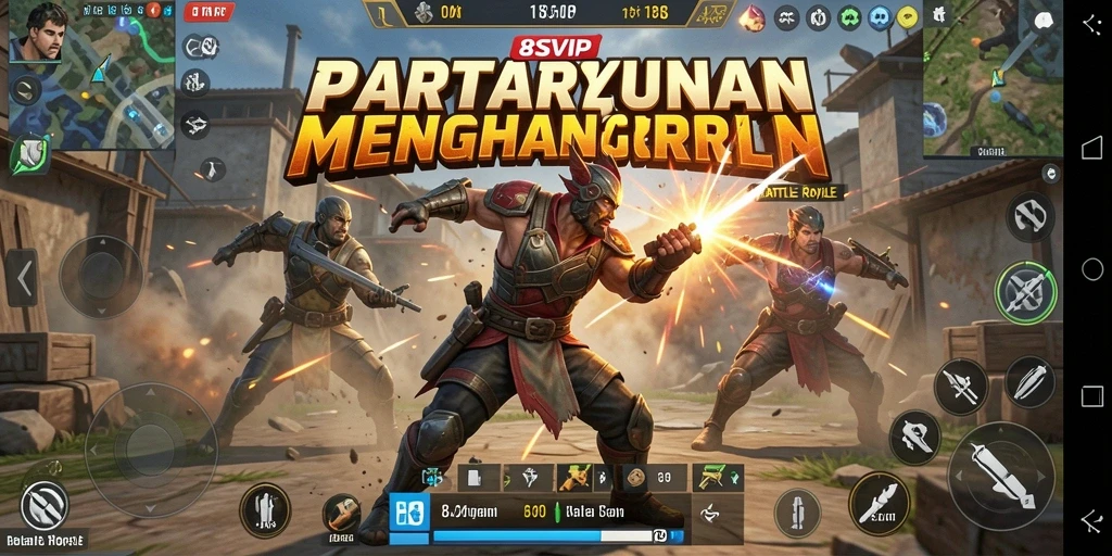 Tangkapan layar menunjukkan intense gameplay Battle Royale yang seru.