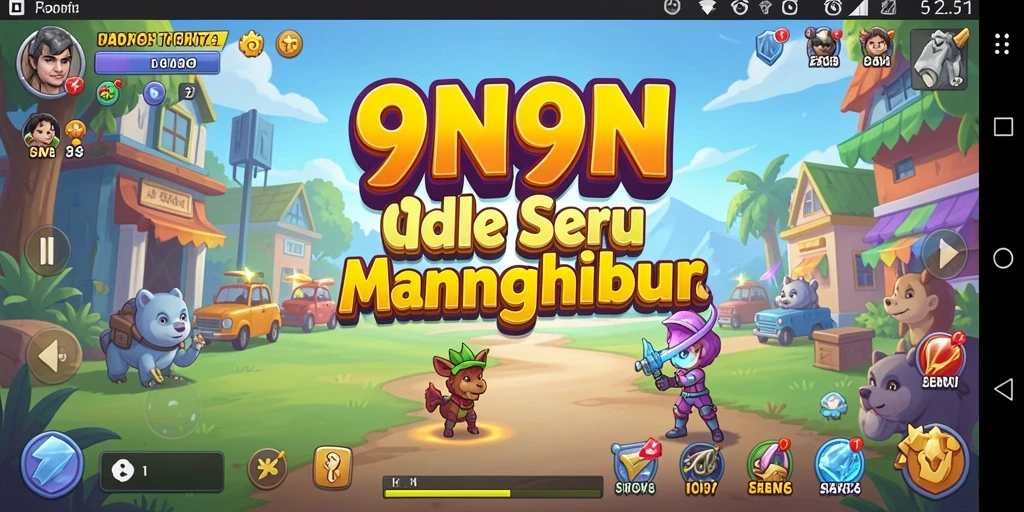 Tampilan gameplay menakjubkan dari 9N9N yang menunjukkan karakter berkembang.