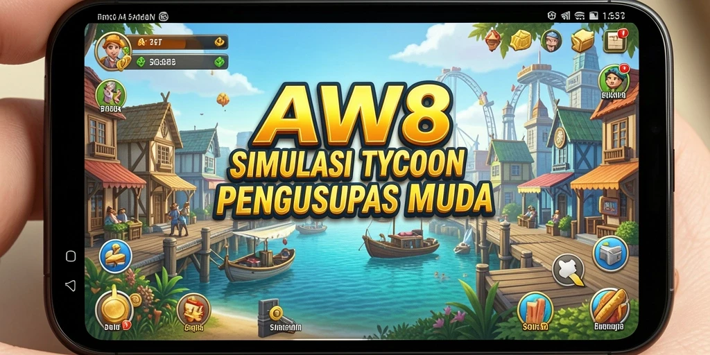 Screenshot menunjukkan gameplay menarik dalam game Tycoon AW8.