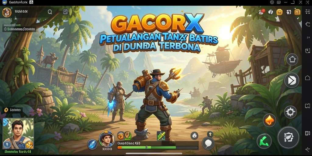 Screenshot gameplay GACORX yang menampilkan eksplorasi dunia terbuka.