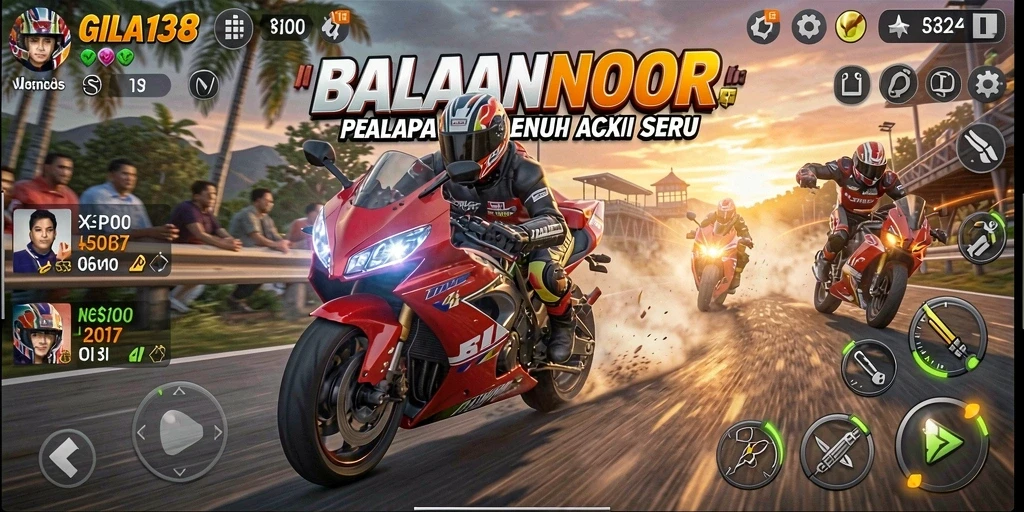 Gameplay GILA138 yang mendebarkan di trek balapan motor.
