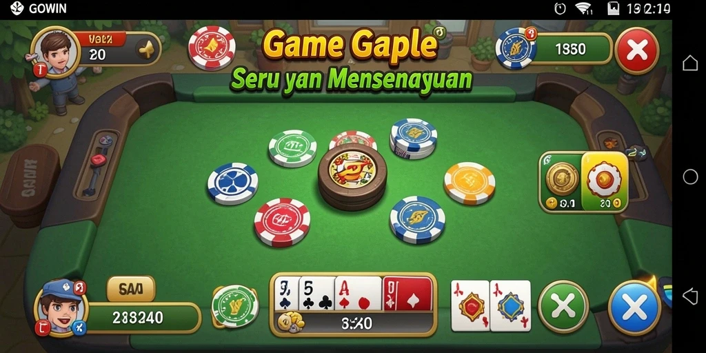 Gameplay GOWIN yang seru saat bermain Gaple bersama teman.