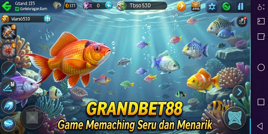 Tampilan layar gameplay GRANDBET88 dengan grafis memikat dan aksi memancing.