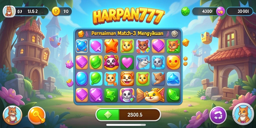 Tampilan gameplay seru dari HARAPAN777 dengan berbagai permata warna-warni.
