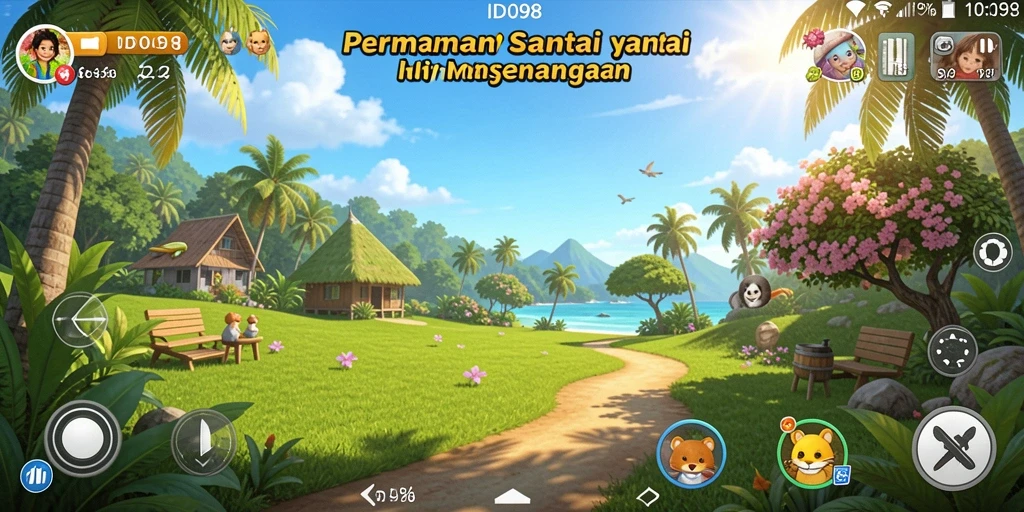 Tampilan menyenangkan dari gameplay ID098 yang penuh warna dan interaktif.