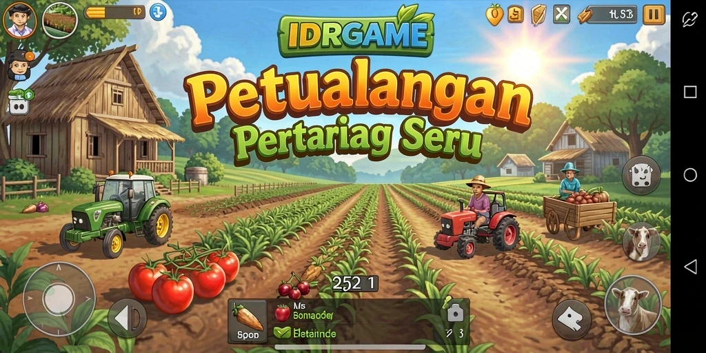 Tampilan gameplay seru di IDRGAME yang mengajak Anda bertani.
