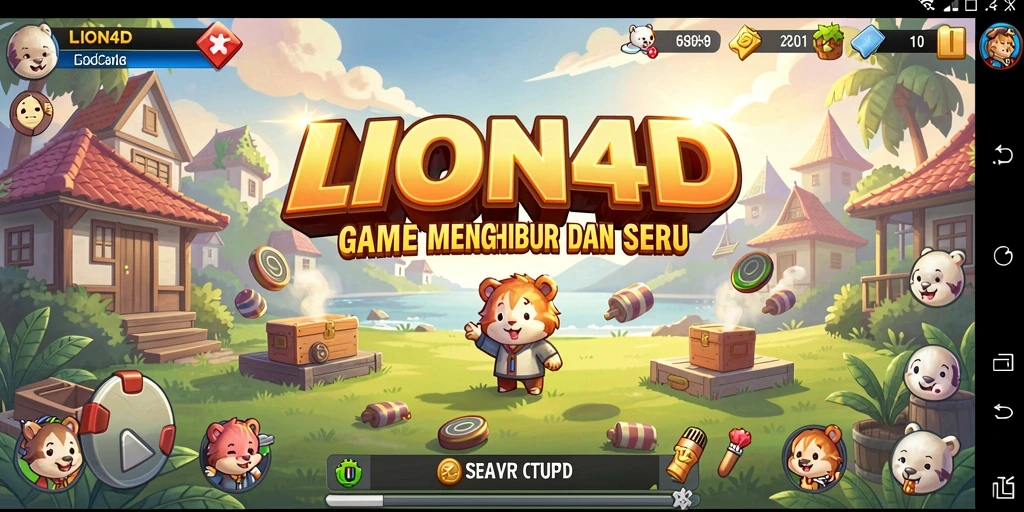 Tangkapan layar gameplay LION4D menampilkan aktivitas mengumpulkan sumber daya.