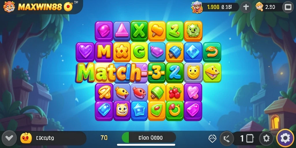 Tampilan gameplay <strong>MAXWIN88</strong> yang menampilkan keseruan mencocokkan item.