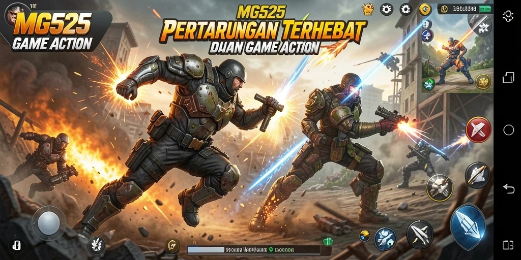 Tangkapan layar utama MG525 menampilkan pertarungan dinamis yang intens.