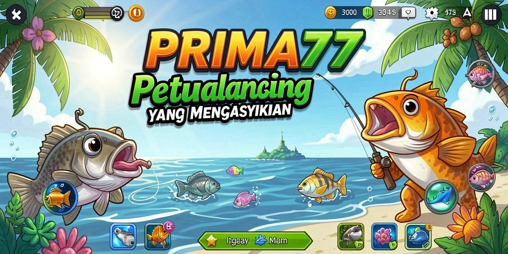Tampilan gameplay PRIMA77 yang mendebarkan saat menangkap ikan besar.