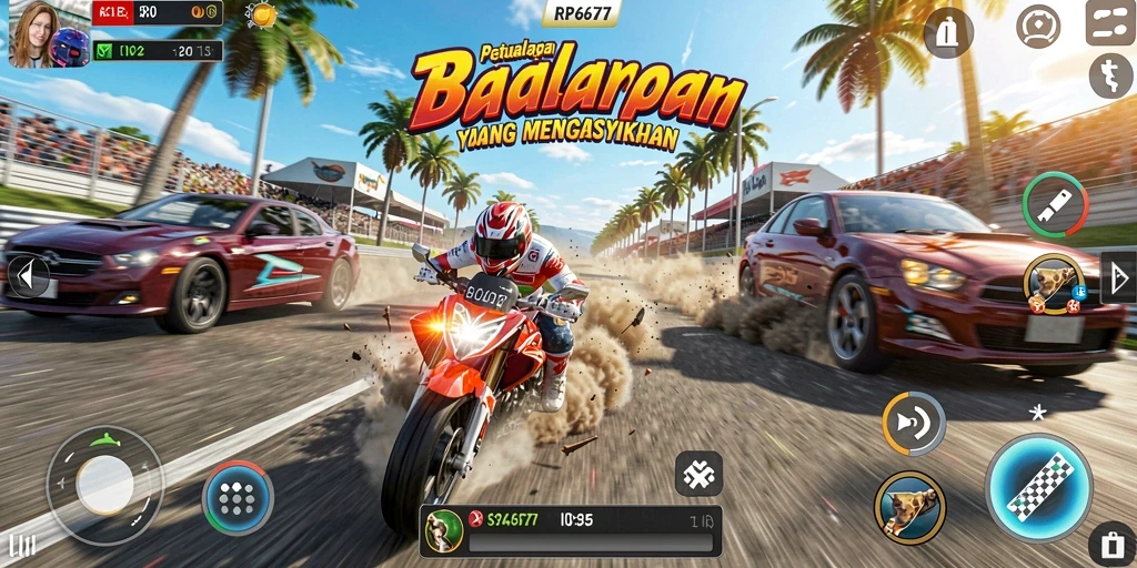 Tampilan menarik dari gameplay balapan seru di RP6677.