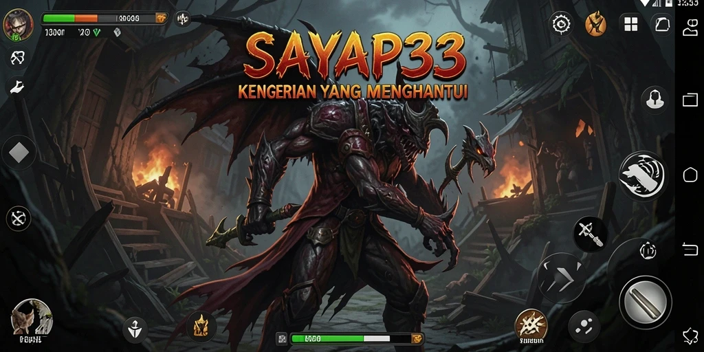 Tampilan gameplay yang menegangkan dalam SAYAP33 dengan suasana horor yang mendalam.