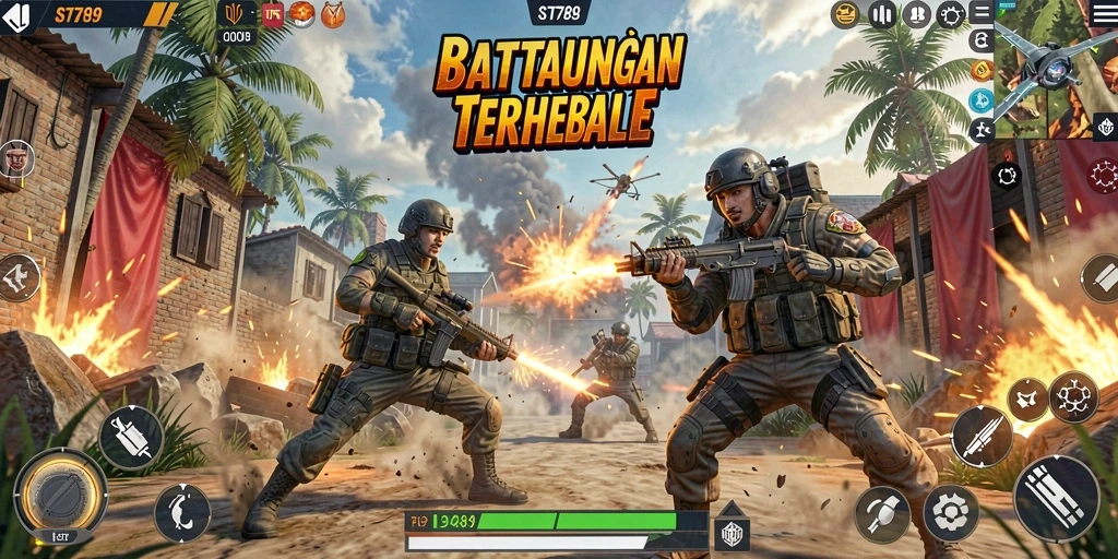 Tampilan gameplay ST789 yang mendebarkan dalam pertempuran Battle Royale.