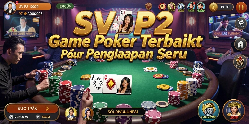 Tampilan seru gameplay Poker di SVIP2 dengan pemain bersaing di meja.