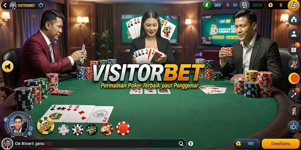 Screenshot utama VISITORBET yang menunjukkan aksi seru permainan Poker.