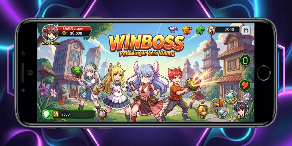 Screenshot gameplay <strong>WINBOSS</strong> menampilkan aksi pertarungan karakter anime yang seru.