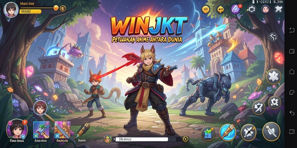Tampilan gameplay menawan dari WINJKT dengan karakter Anime yang beraksi.