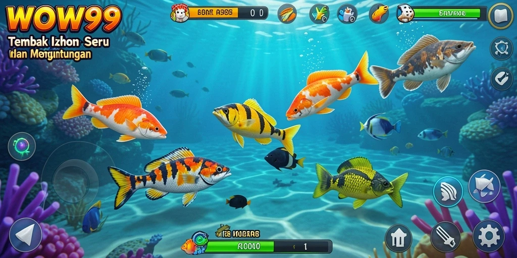 Screenshot gameplay WOW99 dengan ikan-ikan yang menarik dan grafis menawan.